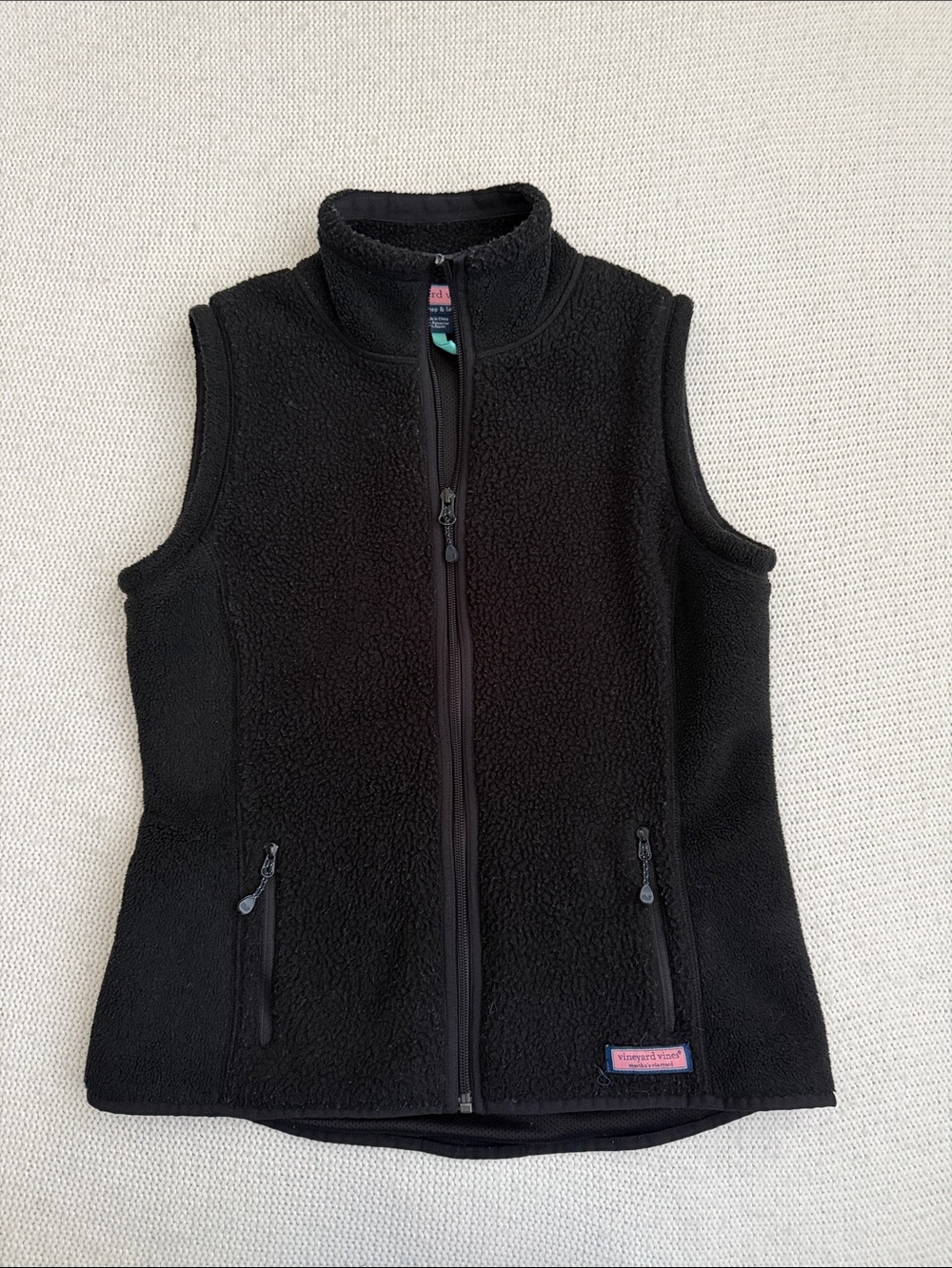 Vineyard Vines Sherpa Full Zip Vest Black Size Small